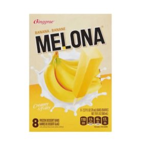 Melona Ice Bar Banan 8x(8x70 ml) – krämig koreansk glass med söt och fyllig banansmak. En populär Melona-favorit med len konsist