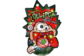 HK Striking Lollipop with Popping Candy - Watermelon - Strip 4x12x13,8g